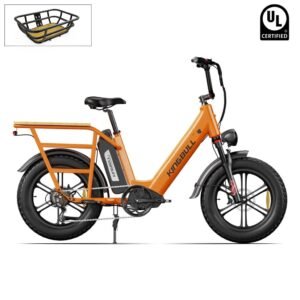Kingbull Dual Battery Voyager 2.0| Long Range Cargo Electric Bike – Orange / Ebike with Front Basket